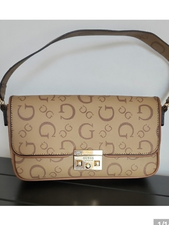 Guess Handbags - Vintage GUESS Y2K Monogram Baguette Shoulder Bag Brown Logo Purse Gold Hardware